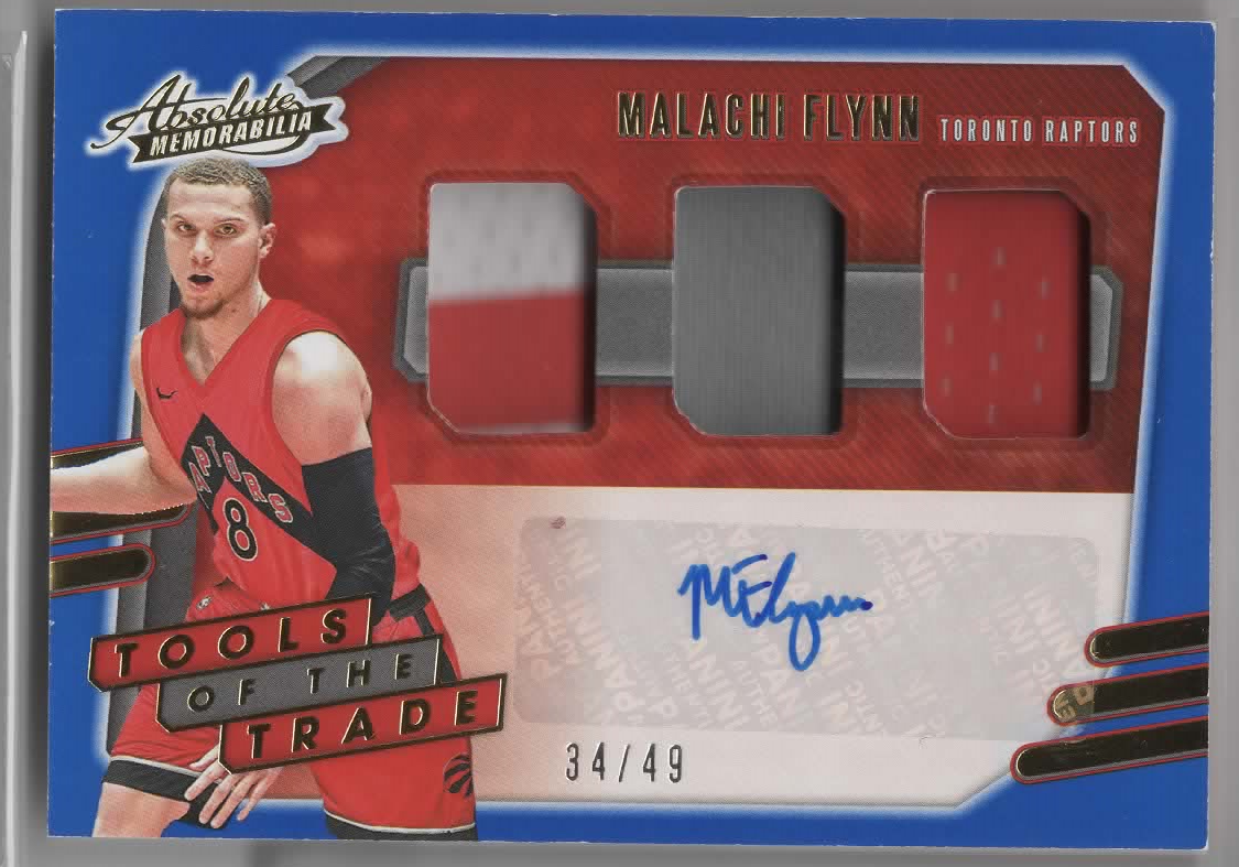 Malachi Flynn 2021 Absolute Tools of the Trade Three Patch/Autographed Card #34/49