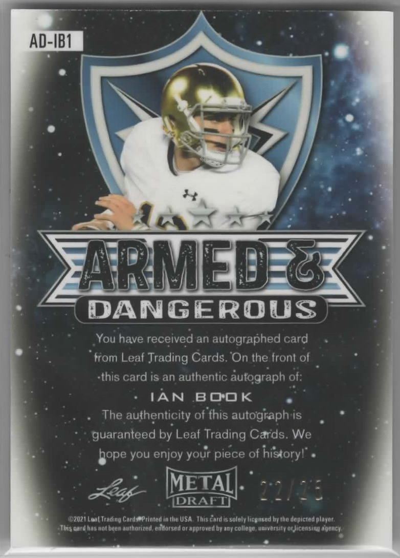 Ian Book 2021 Leaf Metal Armed & Dangerous Autographed Rookie Card 22/25