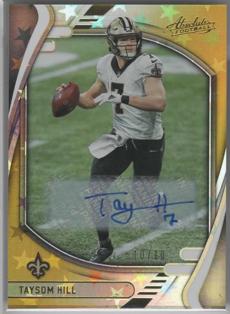 Taysom Hill 2021 Absolute Gold Stars Autographed Card 10/10