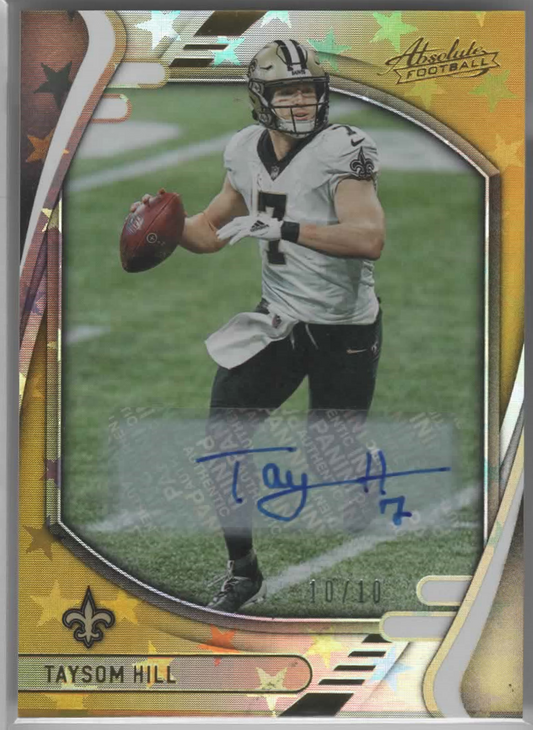 Taysom Hill 2021 Absolute Gold Stars Autographed Card 10/10