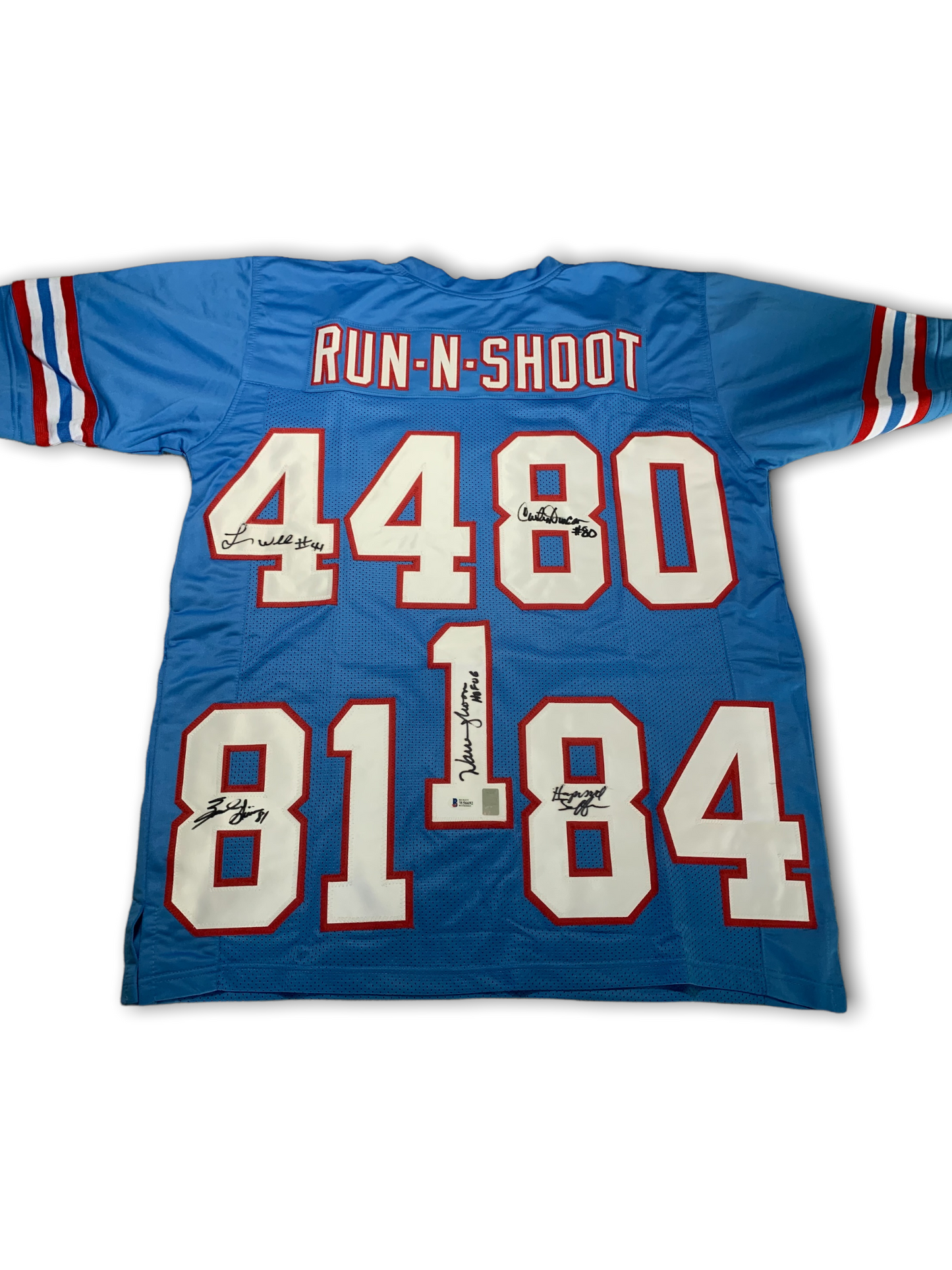 Run N Shoot Autographed/Signed Jersey Beckett COA Houston Oilers 5 Autos (Beckett)